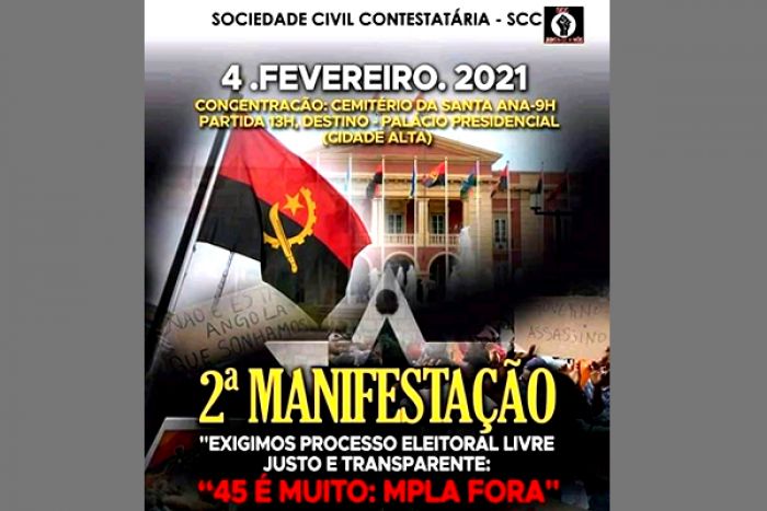 Angolanos contra os 45 anos do MPLA no poder protestam defronte ao Palácio Presidencial